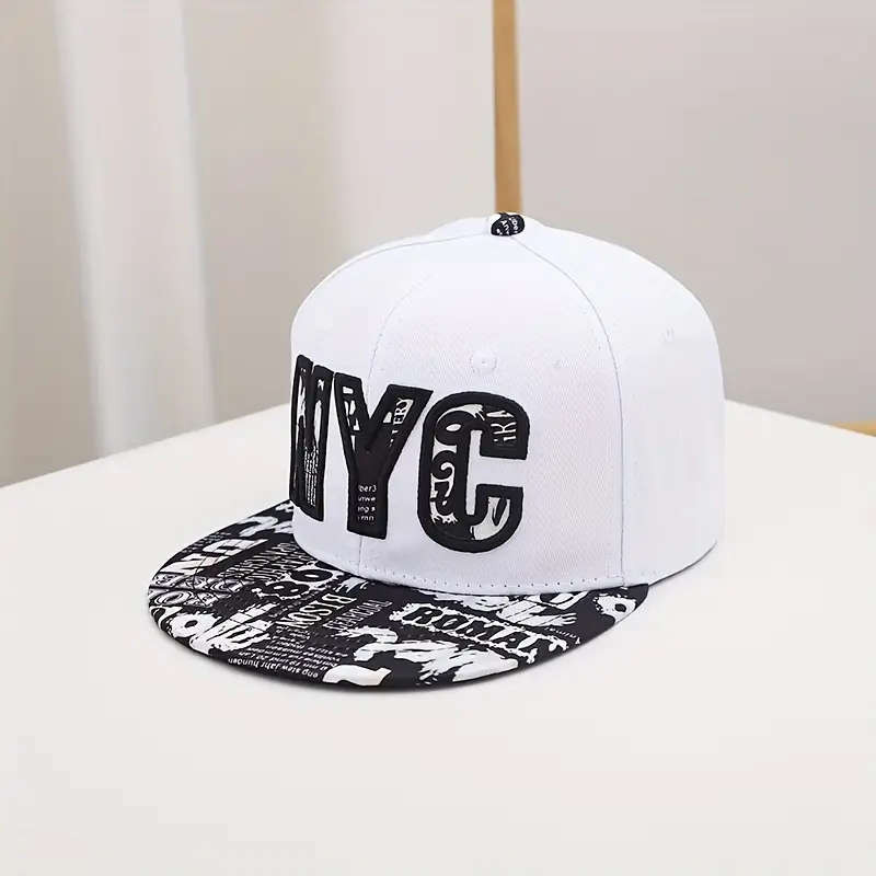 1pc Hat Men's Flat Brim Hat American Style Trendy Spring and Summer Black and White Flat Hat Hip Hop