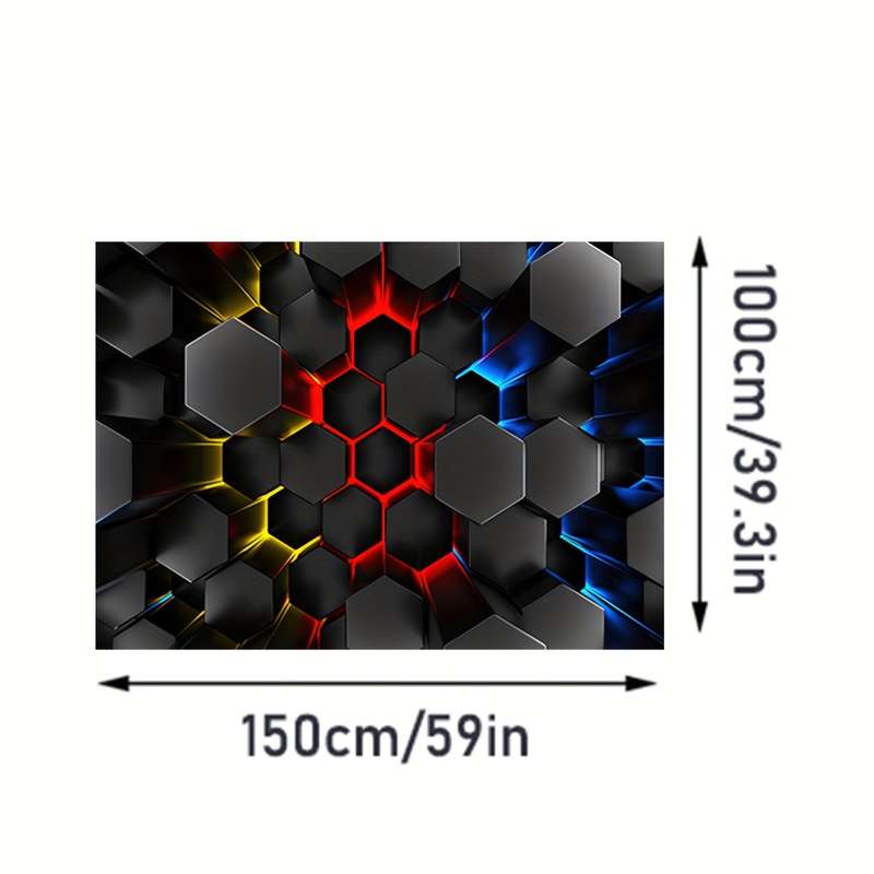 1Pc 100x150cm 39.3x59inch Hexagon Floor Mat