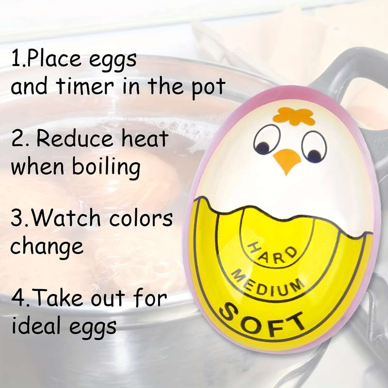 1pc Color-Changing Boiling Egg Timer Reusable Heat-Sensitive Kitchen Tool for Pe