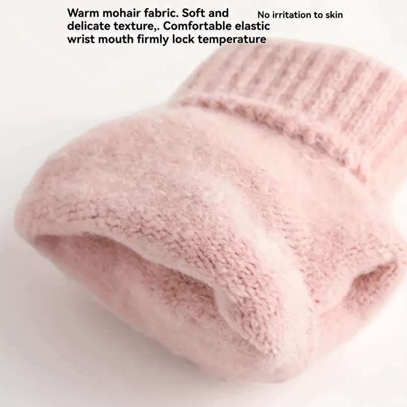 1 Pair Pink One Size Warm Gloves
