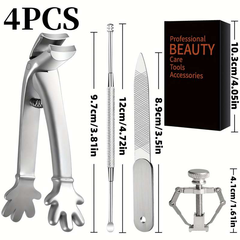 4pcs Heavy Duty Toenail Clippers Set Ergonomic Large Angled Head Nail Clippers with Catcher