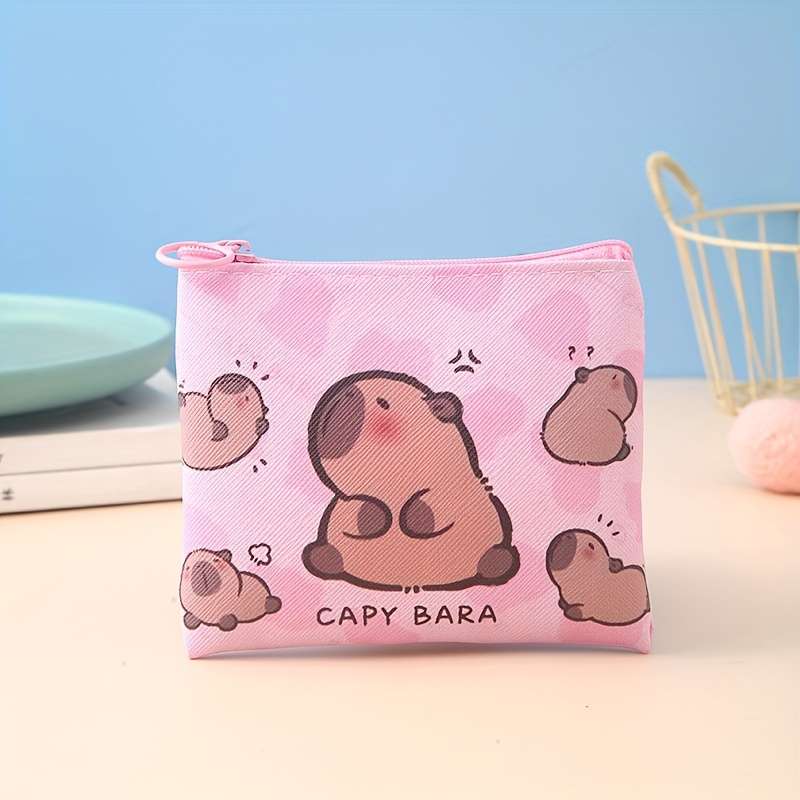 1pc Cute Cartoon Capybara Mini Wallet Multi-Functional Travel Accessory With Coin Storage And M