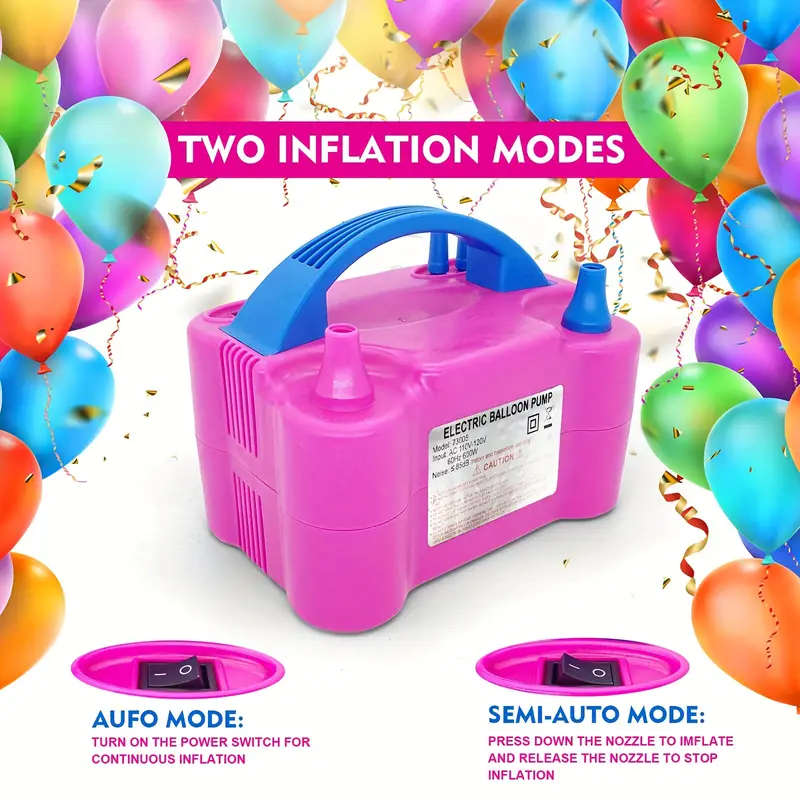 Electric Balloon Pump, Portable Dual Nozzle Inflator, 600W Balloon Blower Machine for Party Decorati