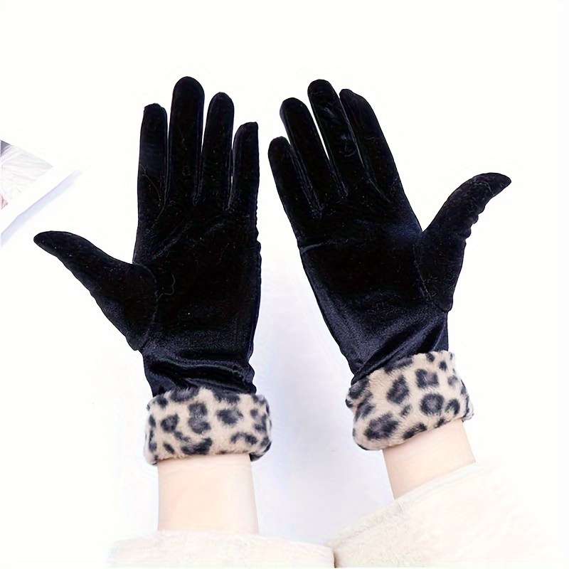 1 Pair Leopard Warm Gloves