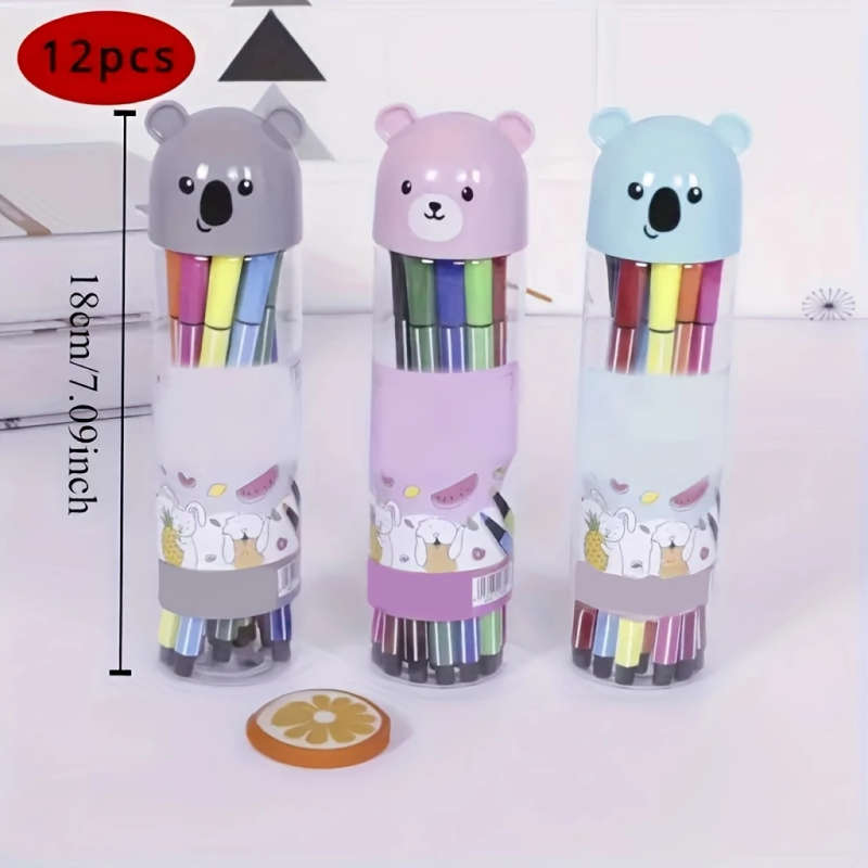 12pcs Colorful Coloring Pen Set with Storage Case Medium Tip Ideal for Adult Coloring Books Doodling