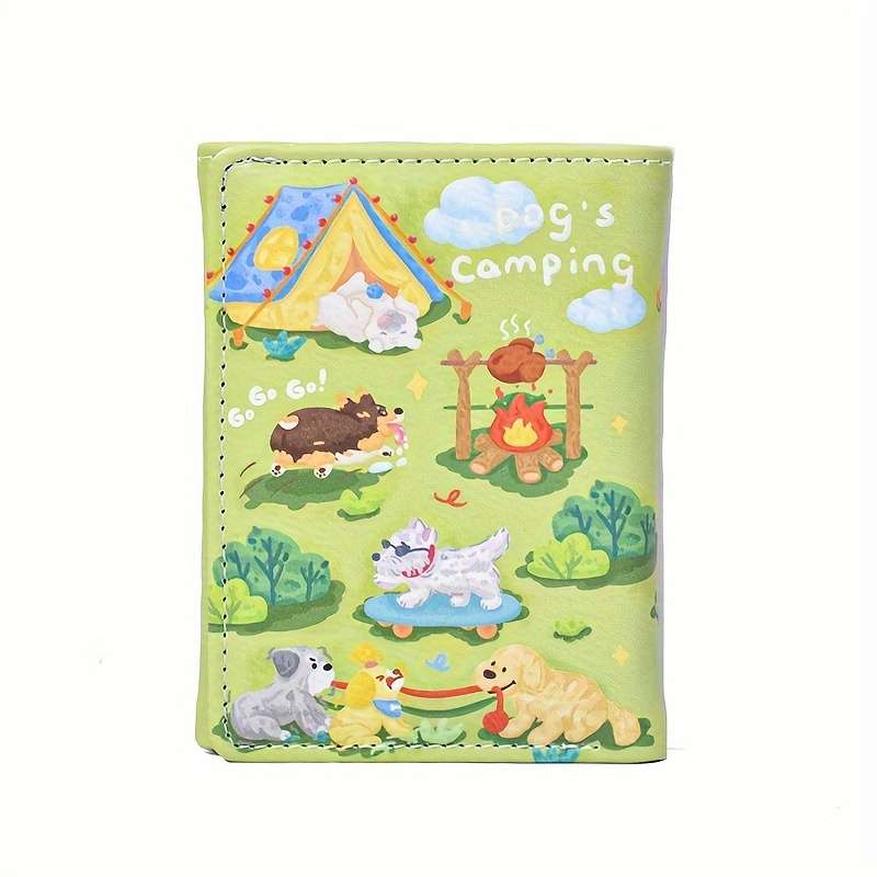 1pc Casual Faux Leather Trifold Wallet for Women Cute Cartoon Print Multiple Card Slots Coin Pur
