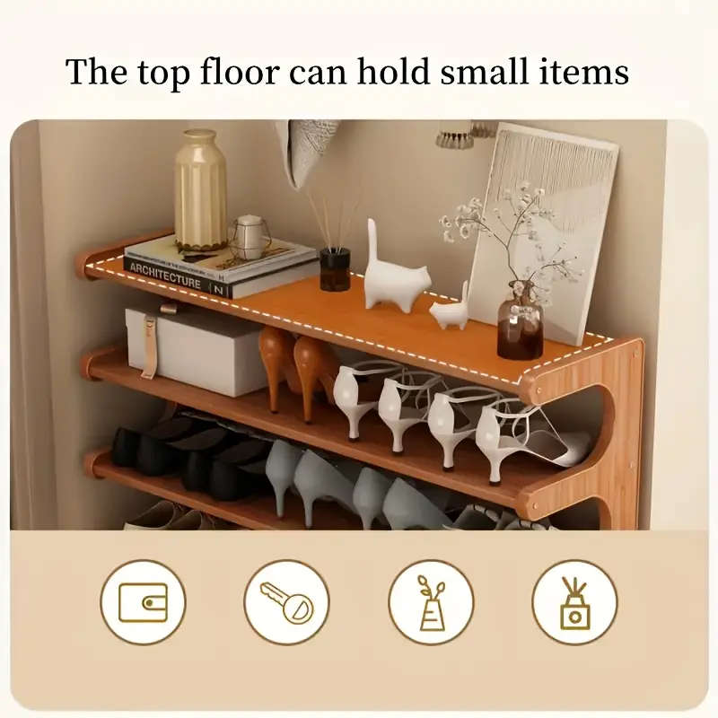 Two-Layer Wide Wooden Shoe Rack