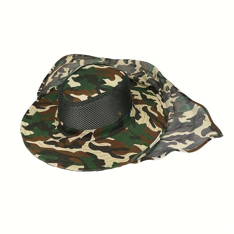 1pc Outdoor Fishing Hat Wide Brim Sun Hat With Neck Flap UV Protection Bucket Hat For Hiking