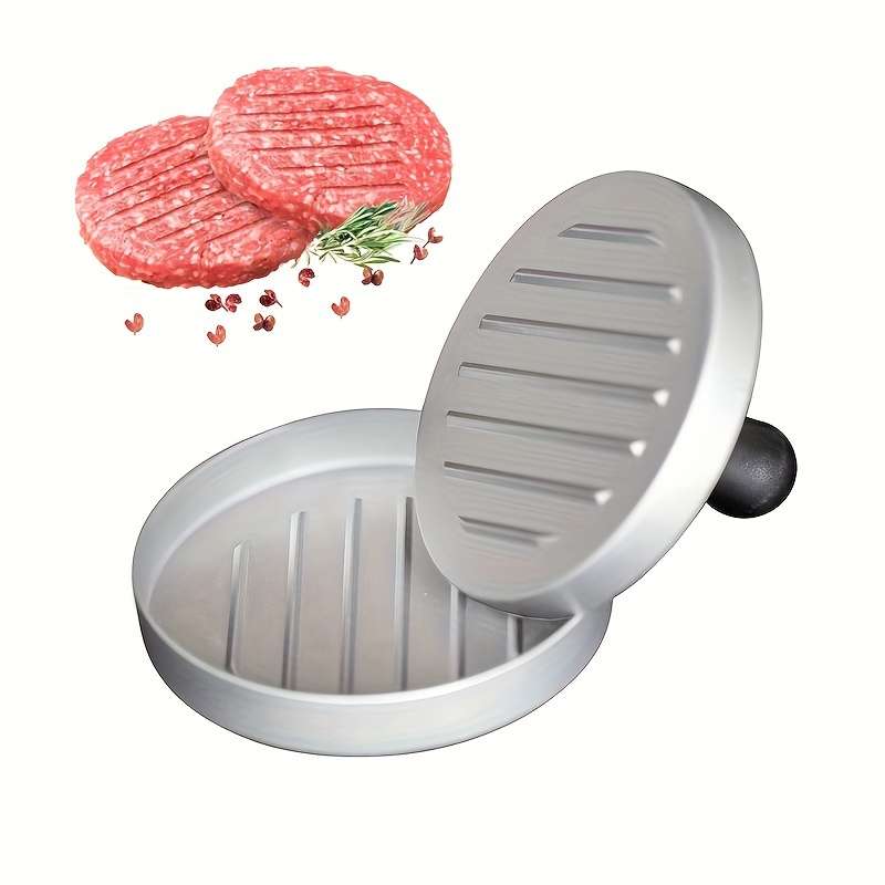 1pc Non-Stick Manual Burger Press Durable Metal Meat Veggie Grill Mold with Ergonomic Handl