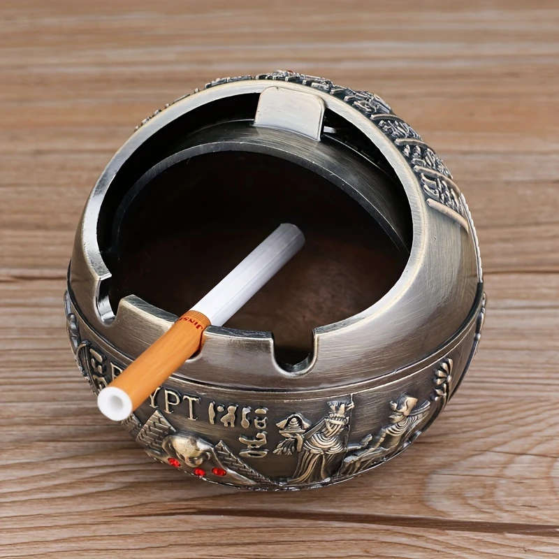 1pc Egyptian Pyramid Ashtray Metal Irregular Shape Vintage Style Home Decor Smoke Ash Catcher with L