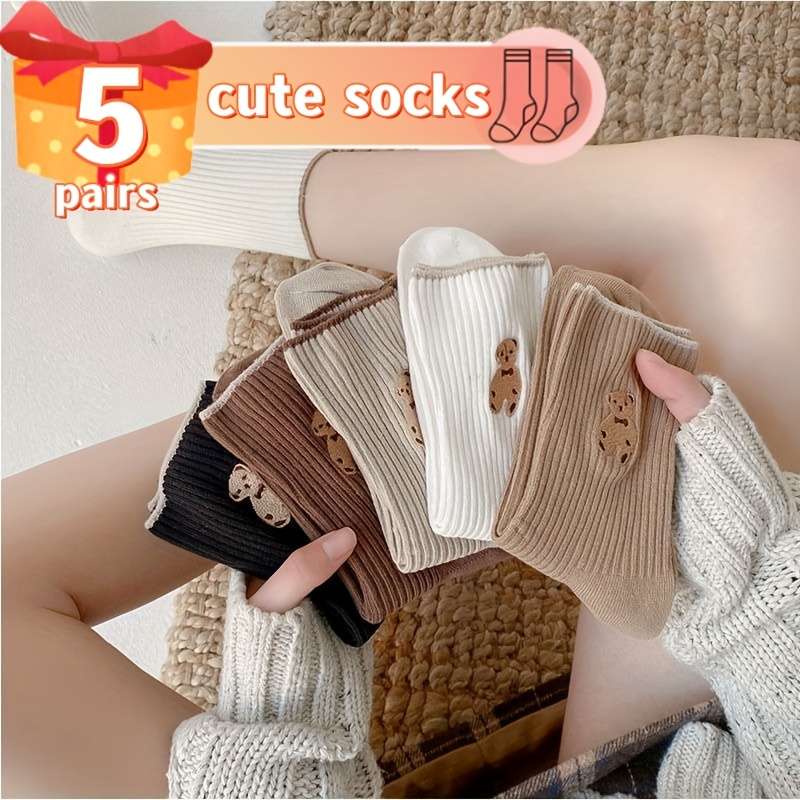 5 Pairs All One Size High Elastic Socks