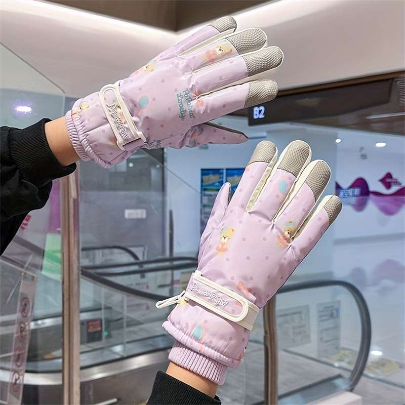 1 Pair Black Warm Gloves