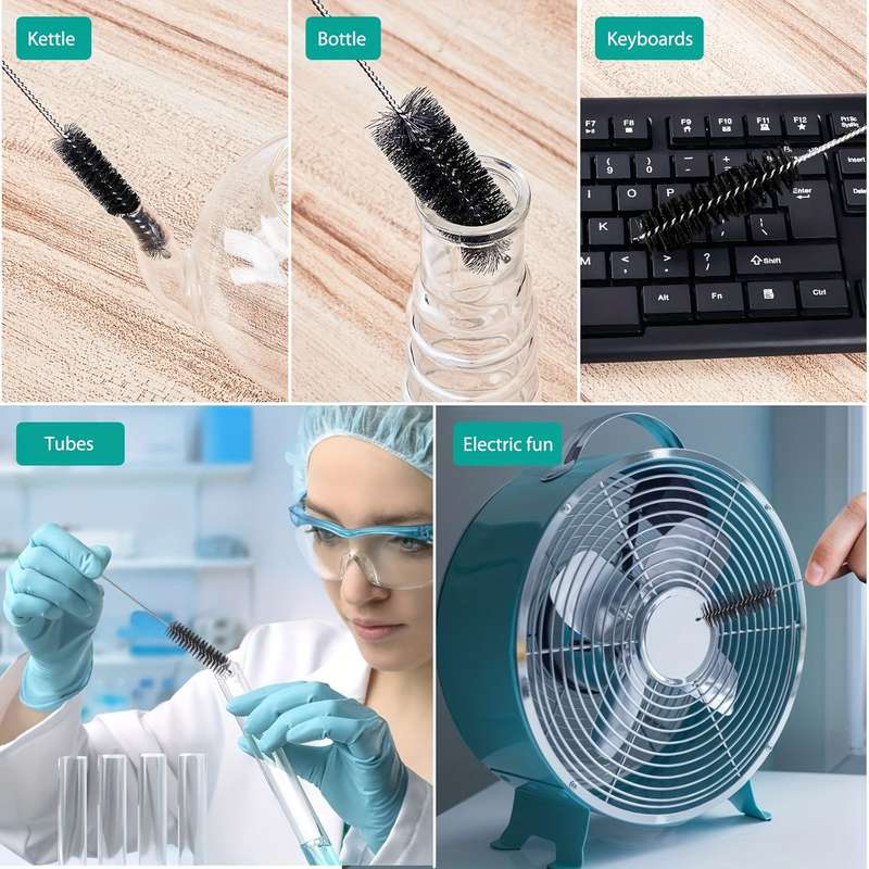 10-Piece Multi-Size Stainless Steel Brush Set for Narrow Space Cleaning Reusable Tube Brushes