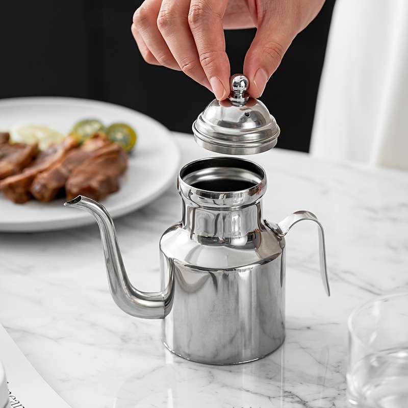 1pc 304 Stainless Steel Oil Pot Large Tea And Coffee Pot Thick And Durable Seasoning Storage