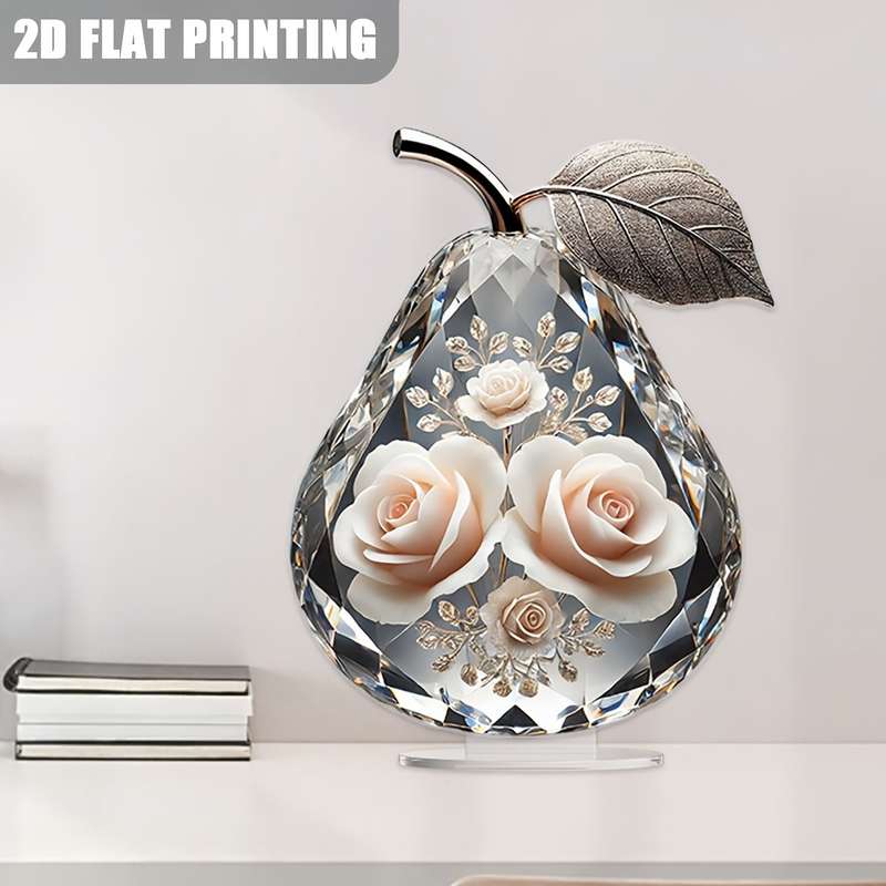 1pc 2D Flat   color high-definition printing  of artistic decorative acrylic pear-shaped
