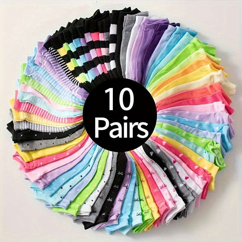 10 Pairs Random Colors One Size High Elastic Socks