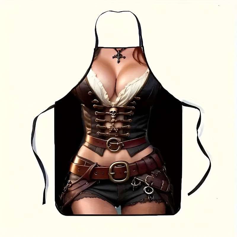 1pc An innovative new apron with simple digital print sexy Faux Leather beauty cold and beautiful