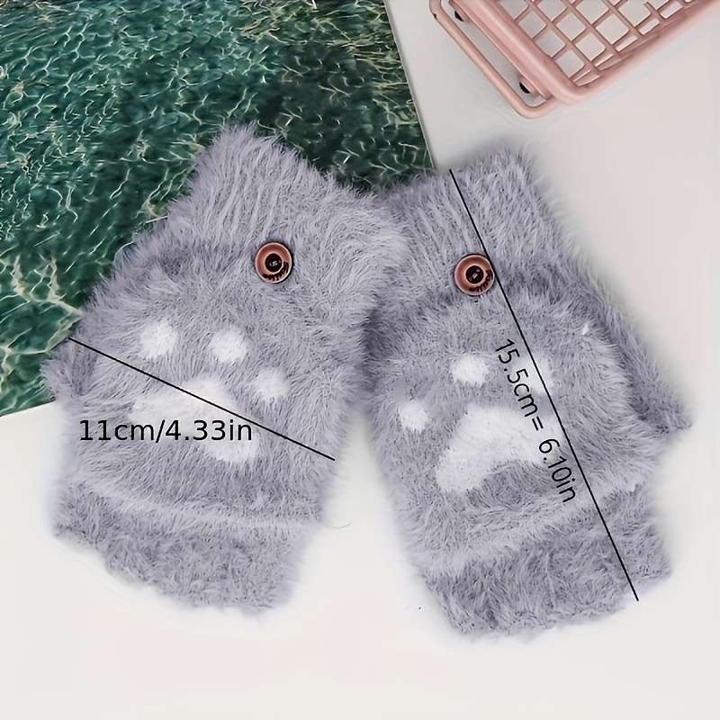 1 Pair Khaki Warm Gloves