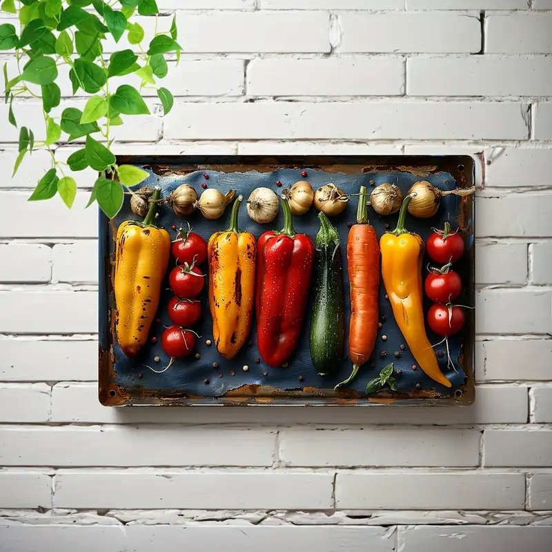 1pc 2D Flat Heat Wave Chili Pepper Vintage Metal Tin Sign 20.32cmx30.48cm Fun Wall Decor for Kitchen