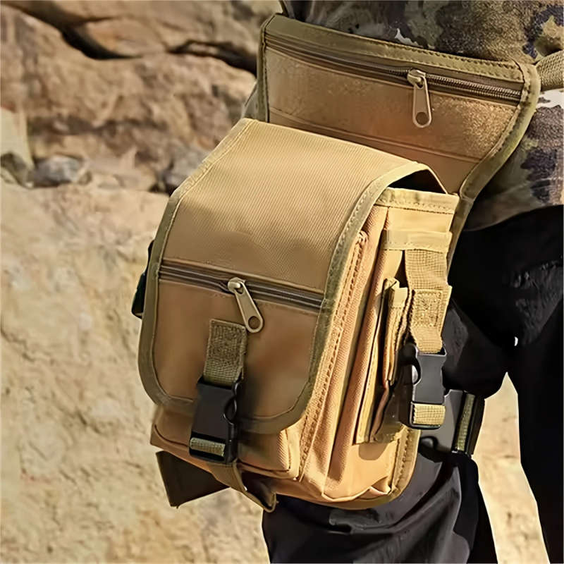1pc Tactical Oxford Cloth Leg Bag Adjustable Strap Buckle Closure Multi-Pocket Design for Outdoor