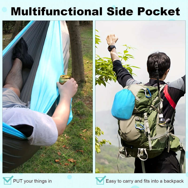 1pc Camping Hammock Single Portable Hammock With 2 Tree Straps And Storage Bag Ideal For Outdoor Ind