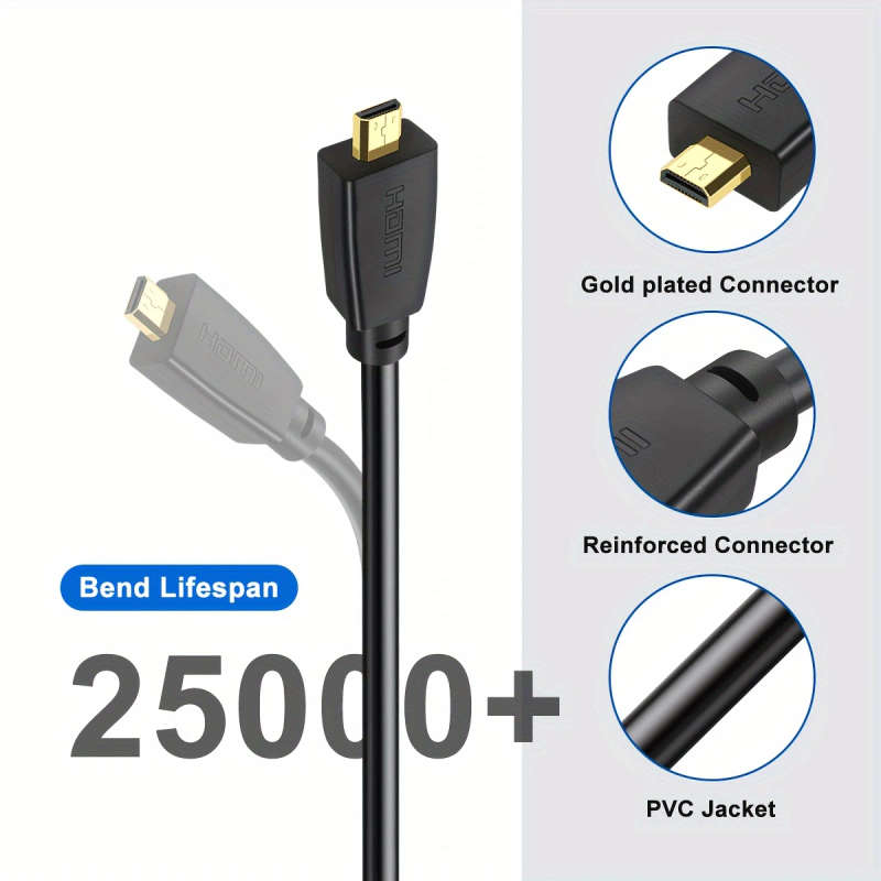 1pc 100cm High Speed Micro Male to Female Cable 18Gbps 4K 60Hz HDR Gold-Plated Ethernet-Ready Round