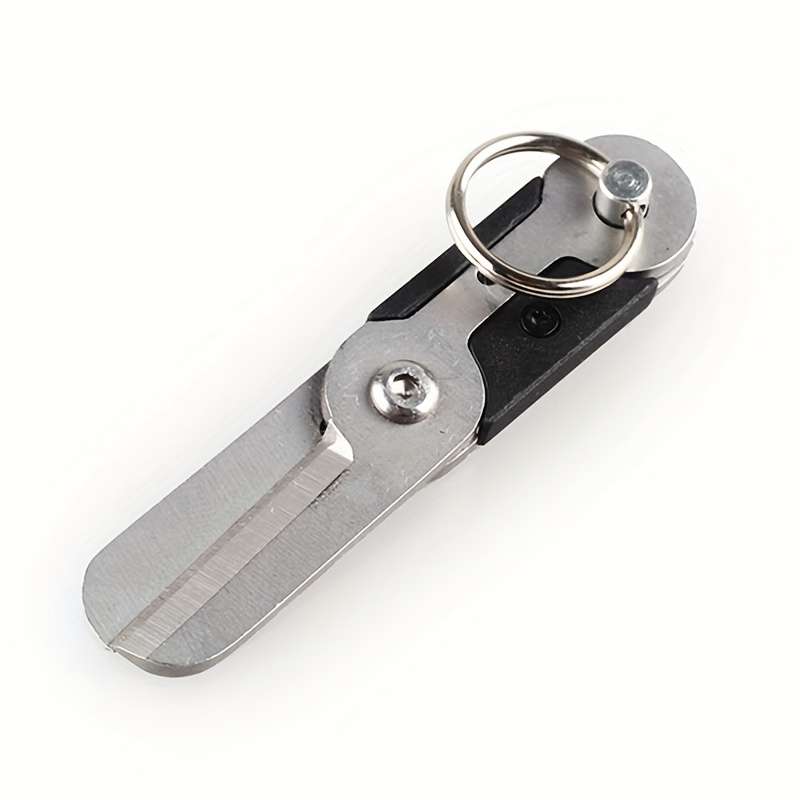 1pc Stainless Steel Keychain Scissors Compact EDC Spring Folding Utility Pocket Kni