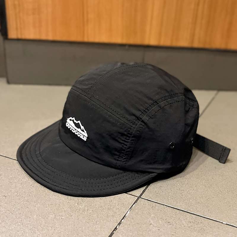 1pc Outdoors Logo Baseball Cap Black Polyester Breathable Quick-Dry Vintage Mountain Design