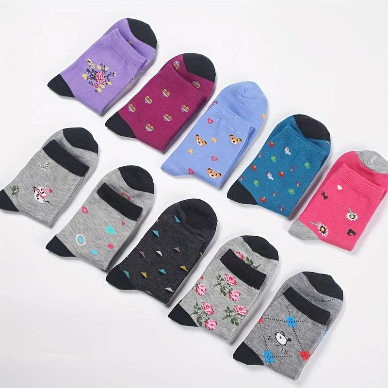 Sock Bright Color  Add  Gray Color 10 Pairs Of Patterns Randomly Mixed  One Size