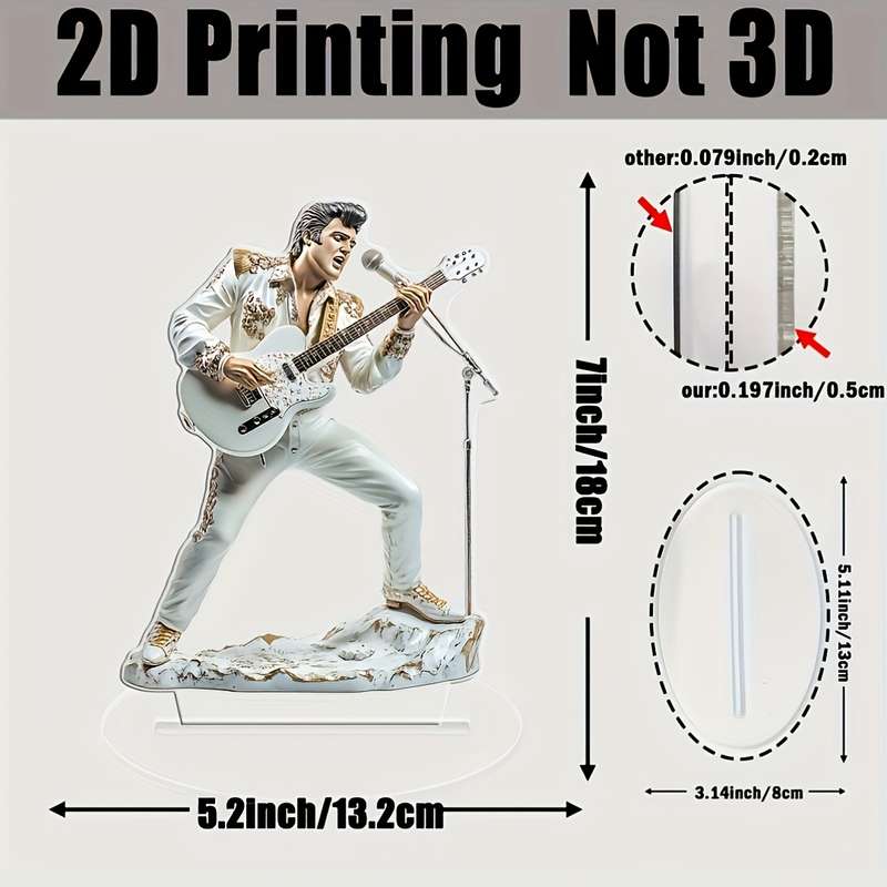 1pc 2D Flat    Acrylic Flat Crystal Music Sculpture Boho Style 17.78x13.21 cm Dynamic Guit