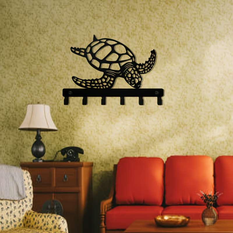 This is 1pc of turtle metal decorative key hook keychain rack door back wall garage key hook decor