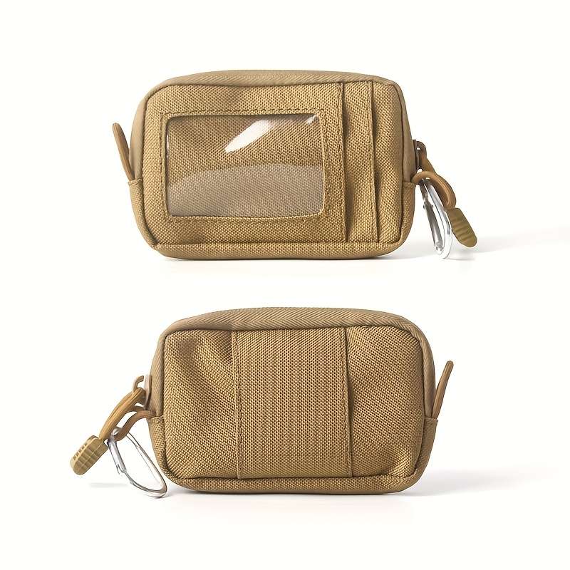 1pc Canvas Coin Purse with Zipper Driver'S License Holder Card Case Belt Bag Small Sports Pouch