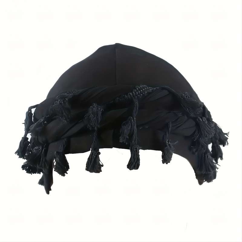 1pc Men's Maroon Tassel Braid Beanie Double Layer Hip Hop Style Soft Satin Lining Breathable Po