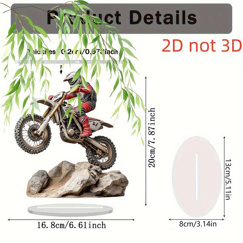 1pc 2D Flat  Printing  Not 3D Motorcycle Rider Acrylic Decor Bohemian Style Ideal for Living Ro