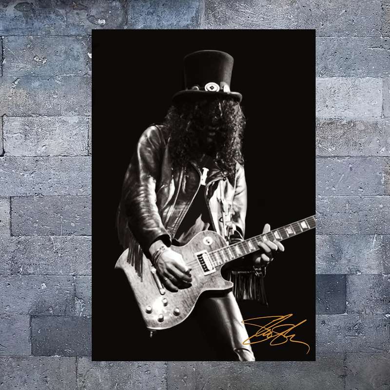 1pc Slash HD Canvas Print Poster Iconic Guitarist with Top Hat Frameless Wall Art for Living Roo