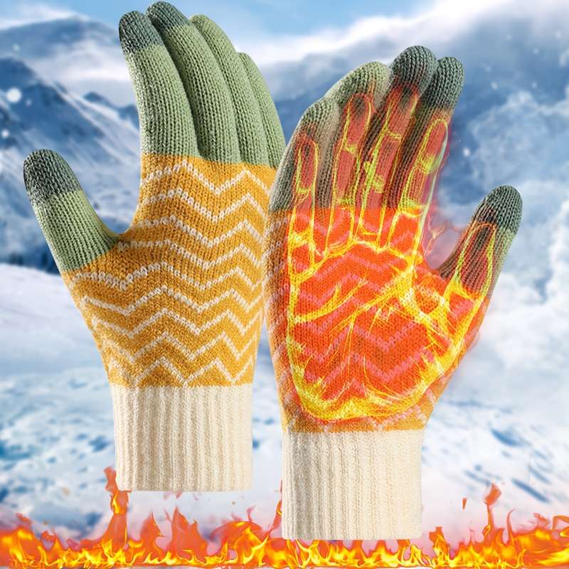 1 Pair Orange Warm Gloves