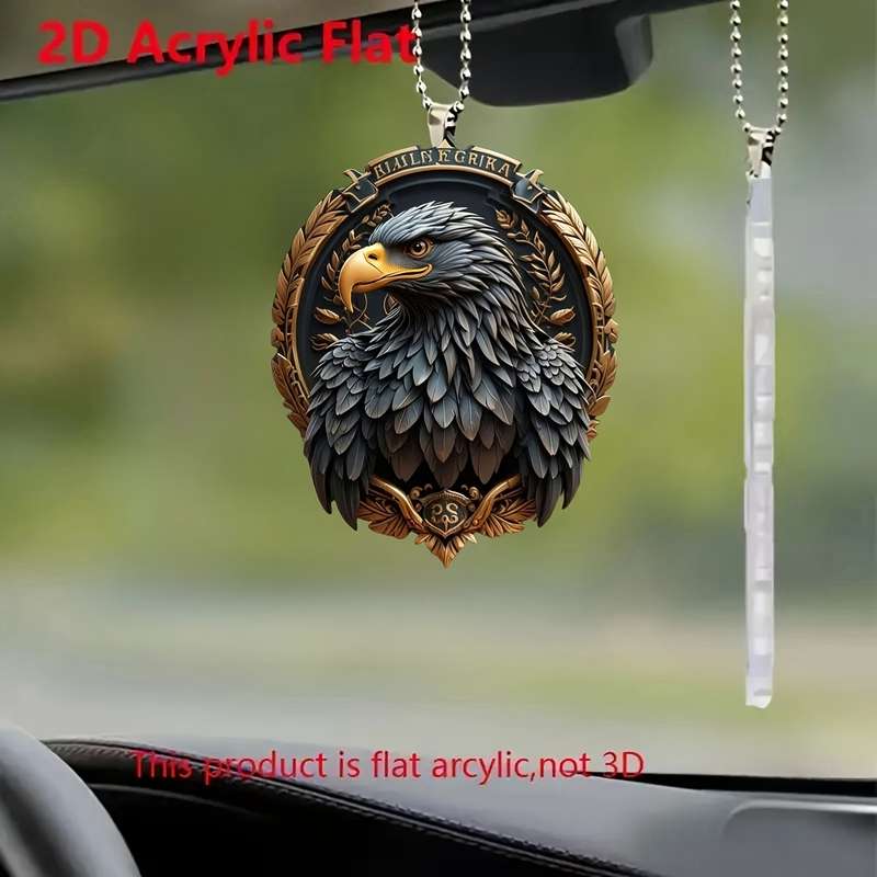 1pc 2D Flat    Acrylic Eagle Pendant Intricate Feather Design Car Hanging Ornament Bac