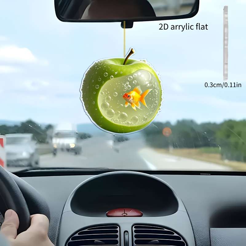 1pc 2D Flat   Art Apple and Goldfish Pendant Fashionable Fruit Hanging Decoration Suitable
