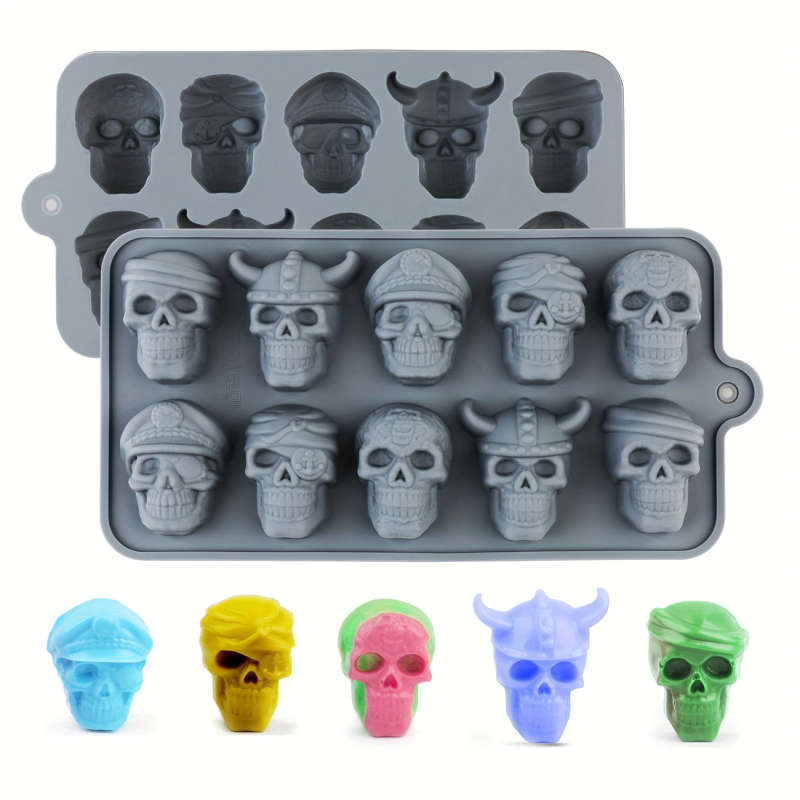 1pc Halloween Skull Silicone Mold for Chocolate Ice Easy Clean High-Temperature Resistant Oven Safe