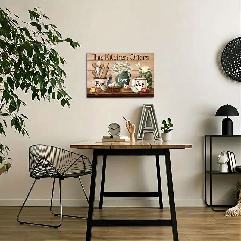 1pc Rustic Farmhouse Kitchen Wall Art Wooden Framed Canvas Print with Animal Design Perfect for Livi