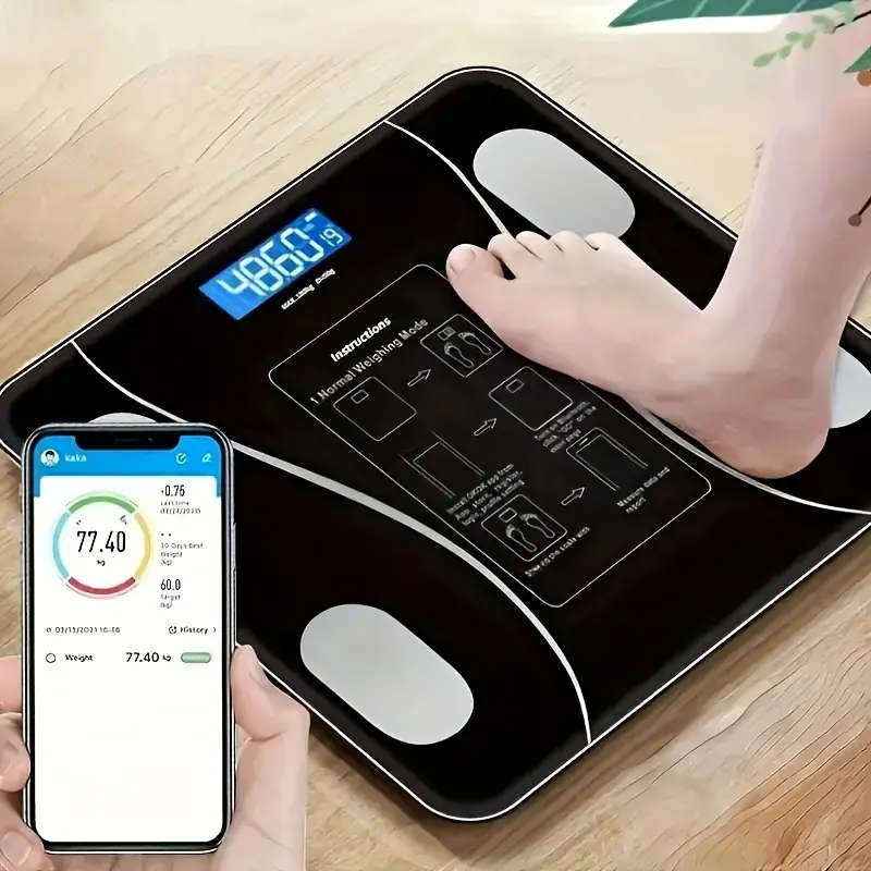 Smart Wireless Wireless Weight Scale with LED Display, Battery Powered (AAA), Real-Time Weight & Bod