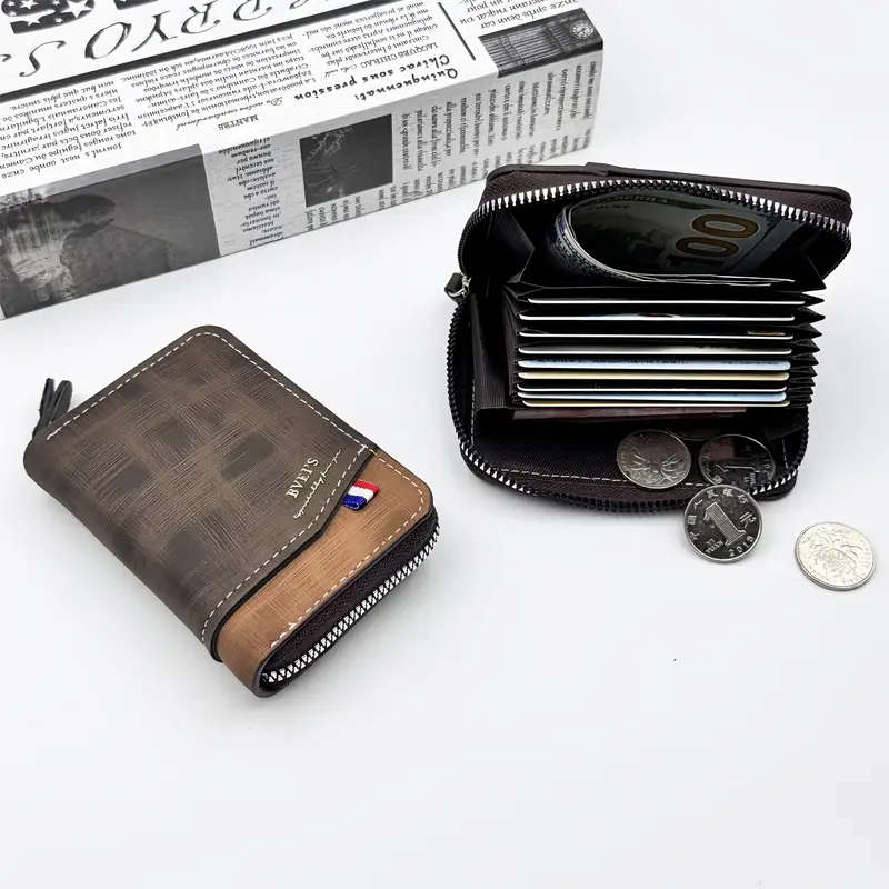 1pc Elegant Men'S Retro Organ Card Bag Multi-card Slot Large Capacity Multi-functional Coin Purse Fa