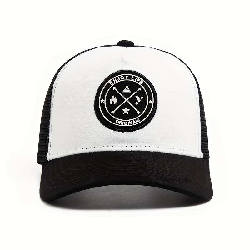 1pc Spring And Summer Round Label Letter Baseball Cap Featuring an Embossed Logo Badge Sunsha