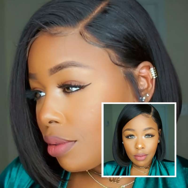 1Pc Black 35.56cm Fashion Design Wig