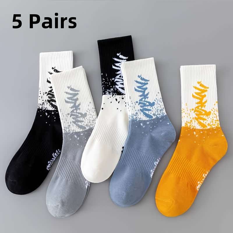 5 Pairs Of Mixed Colors One Size High Elastic Socks