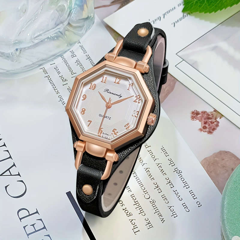 1pc Rimondy Casual Quartz Wrist Watch for Women Fashionable Analog-Digital Display Alloy Case and
