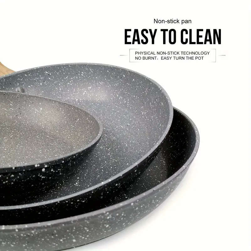 3pcs Non-Stick Pan Set Aluminum 17.78 cm - 24.13 cm - 27.94 cm Grey Foa And Pfas-Free for Kitchen Co