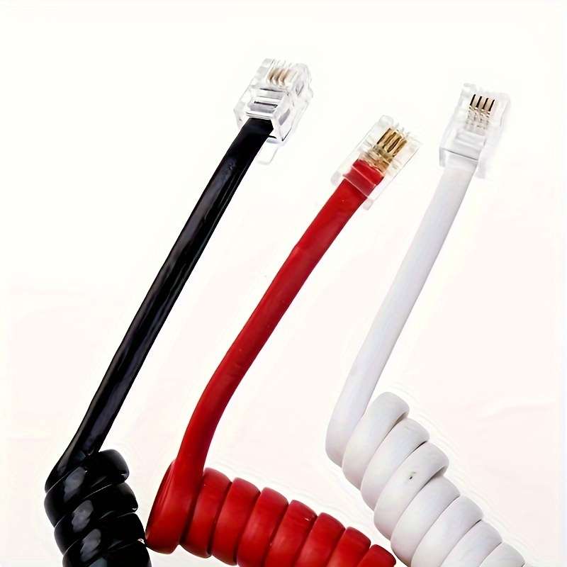 1pc FlexiMax 2-Meter Single-Line Telephone Receiver Coiled Cable 4P4C Connector Durable Plast
