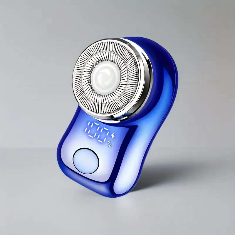 1pc Men'S Stainless Steel Electric Rotary Shaver Portable Spiral Shaving Razor with Curved Net Stron