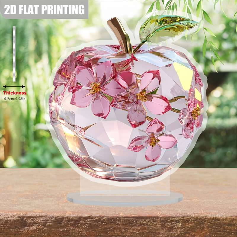 1pc 2D Flat  Printing  Printing One Apple Shape Crystal Sun Catcher Desktop Decoration Decor